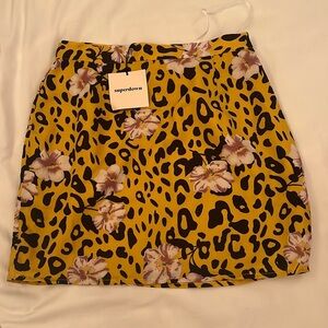 Superdown Yellow Cheetah Mini Skirt Small